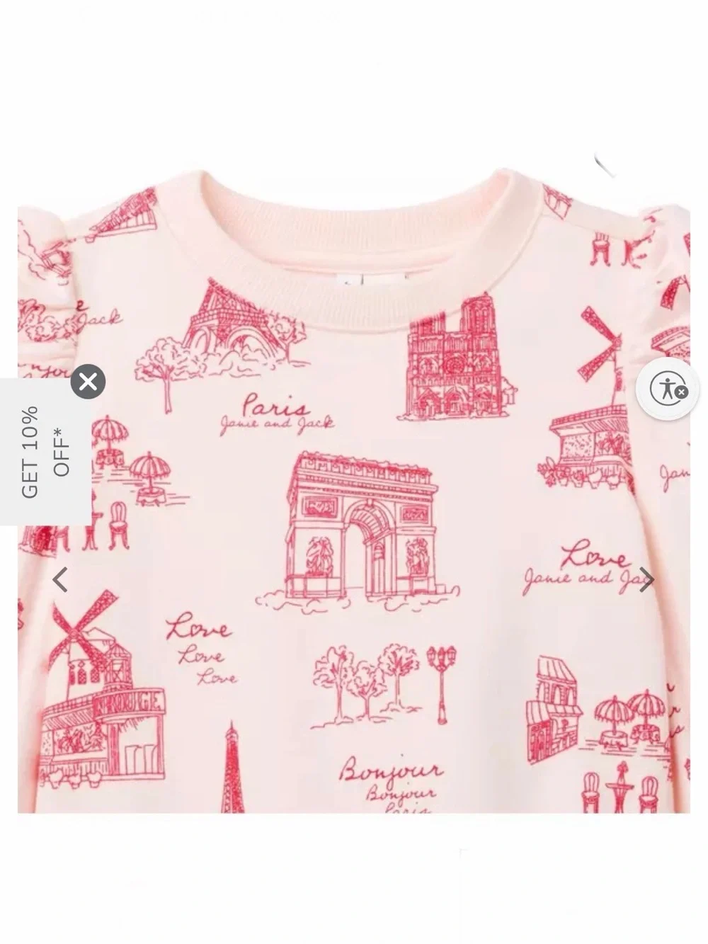 Janice and Jack Paris Puff Sleeve Sweatshirt Sz 10